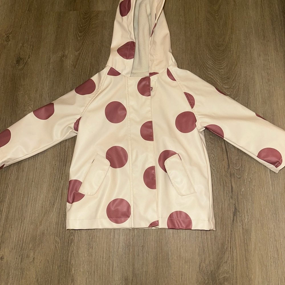 Primark Cream & Pink Spotted Hooded Rain Jacket
